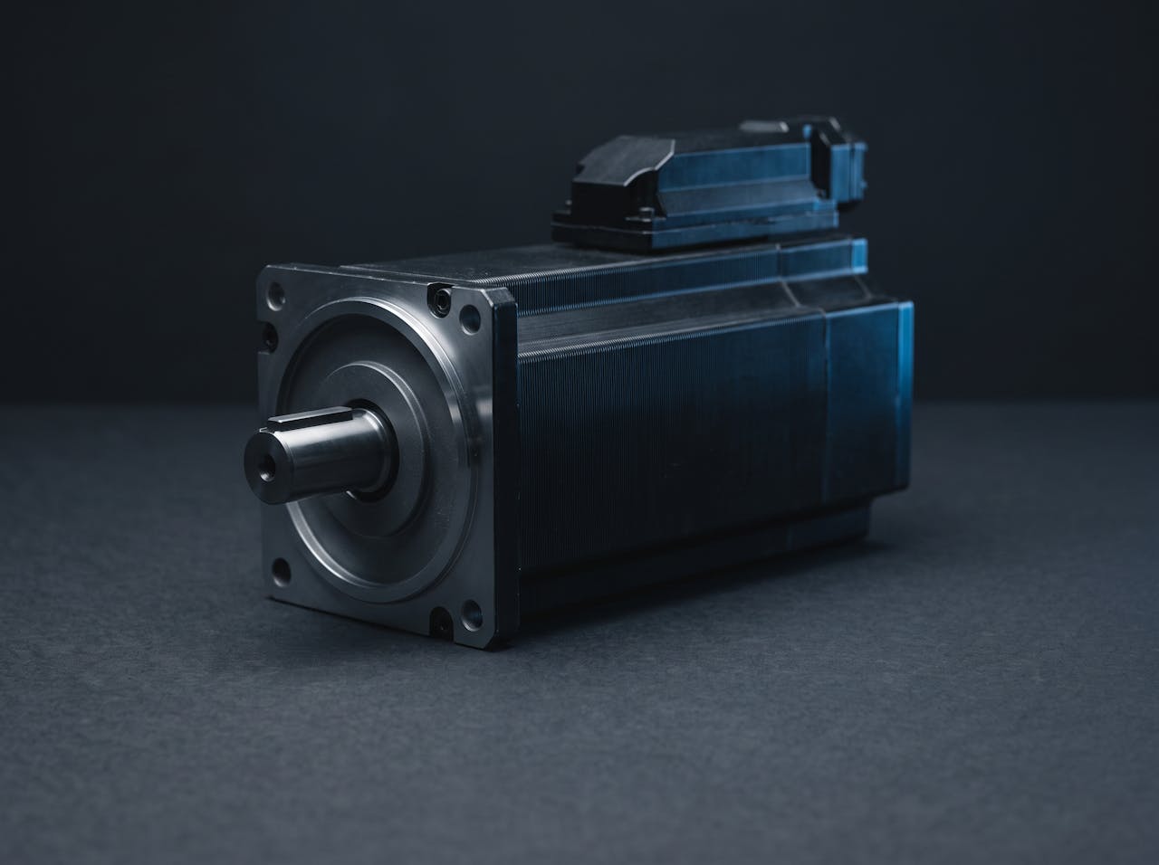 An industrial servo motor with its feedback connector