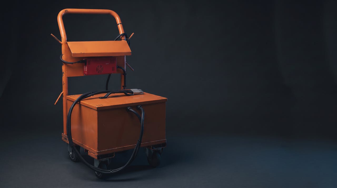 A trailer-mounted transformer unit with tow handle and output cabling